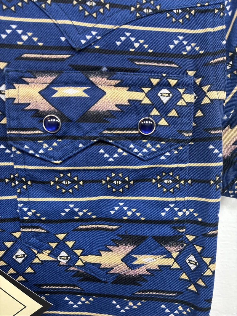 New Women’s Cumberland Blue Western Short Sleeve Pearl Snap Small DD-66
