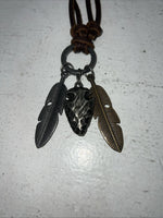 New Women’s Twister Leather Feather Necklace. 32138 A-83