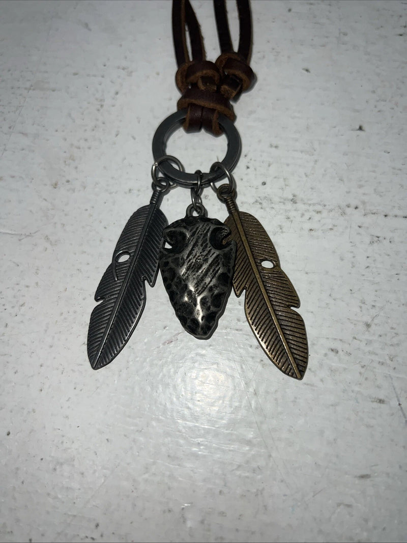 New Women’s Twister Leather Feather Necklace. 32138 A-83