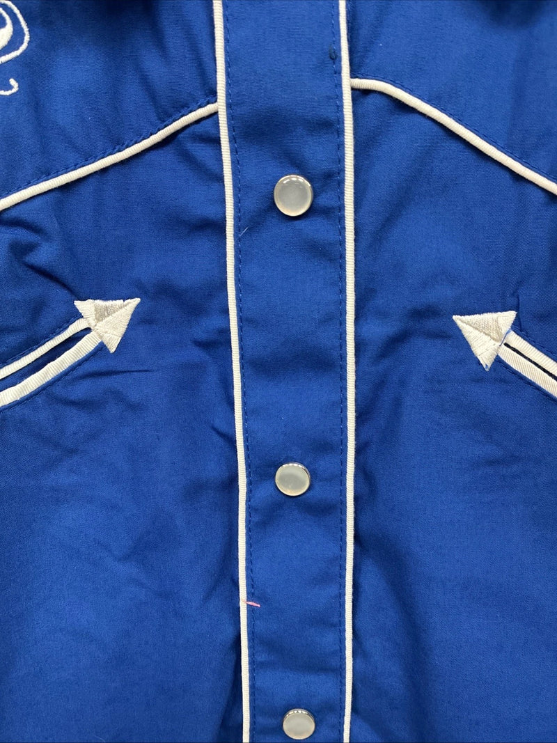 New Women’s Western Express Blue Design Long Sleeve Pearl Snap Large II-69