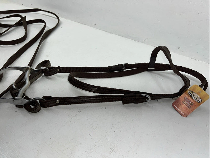New Tough 1 Brown Nylon Browband Headstall With Bit Split Reins #42-7499 W-33