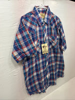 New Men’s ELY Cattleman Purple Plaid Long Sleeve Pearl Snap Large X-35
