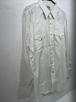 New Men’s HbarC Ranchwear White Gold Long Sleeve Pearl Snap Shirt 17x34 XL P-80