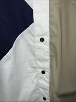 New Men’s Cowboy Threads Navy White Tan Button Up Long Sleeve Shirt Medium I-38