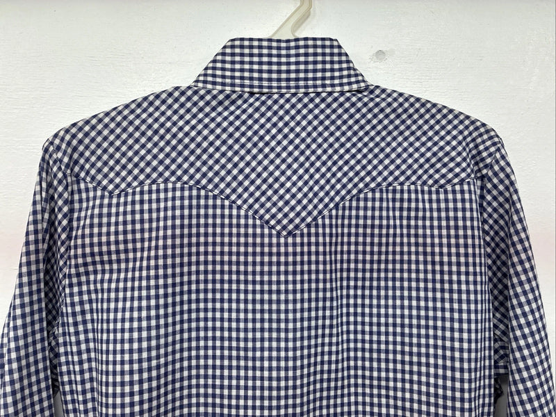 New Women’s Dickson Jenkins Blue Checker Long Sleeve Pearl Snap Size 32 LL-78