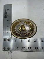 New Women’s Justin Gold Silver Horse Head belt Buckle. F-9