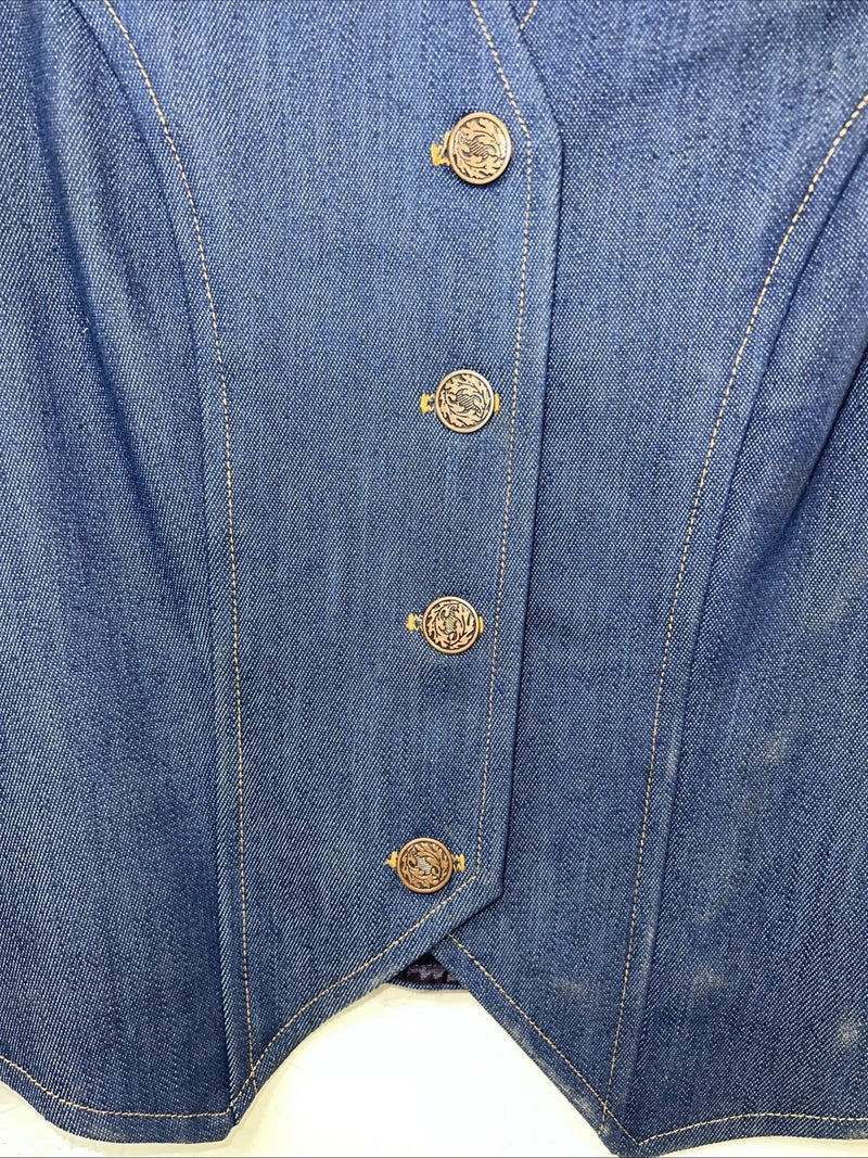 New Dickson Jenkins Blue Denim Vest Medium #7080 UU-38