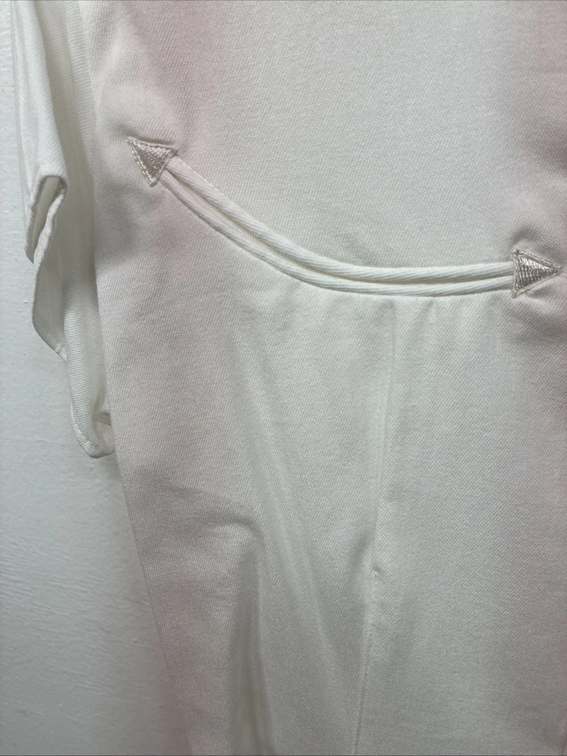 New Women’s Denum Jeans White Short Sleeve Button Up Medium YY-122