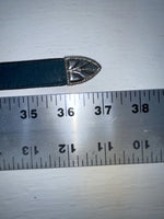 New Blue Genuine Leather Silver Pendent 32” Belt JJ-24