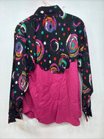 New Women’s Mine & Bills Pink Deigned Long Sleeve Button up Medium TT-119