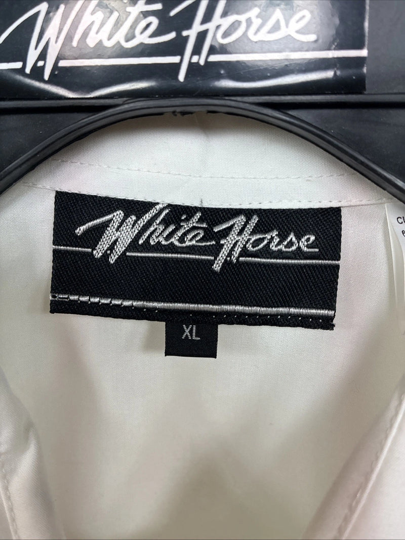 New Women’s White Horse Cream Designed Long Sleeve Pearl Snap XL DD-109