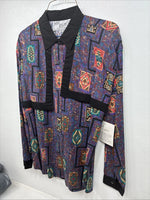 New Women’s Mine & Bills Purple Design Long Sleeve Button Up Medium MM-106