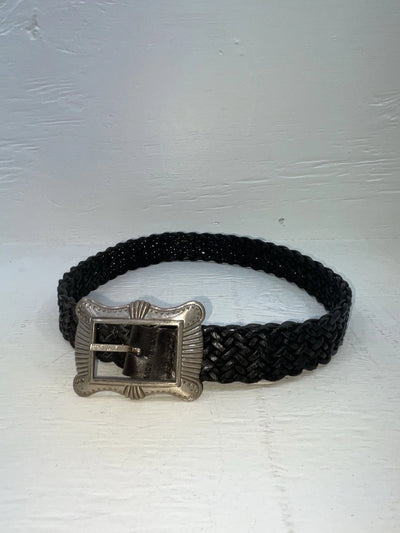 New Black Genuine Leather Braided 28” Belt NN-5