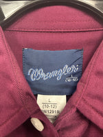 New Kids Wrangler Purple Long Sleeve Pearl Snap Large DD-32