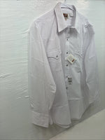 New Men’s ELY Cattleman White Long Sleeve Pearl Snap 17.5 X 35 XL CC-10