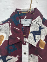 New Youth’s Cowboy Threads White Purple Design Long Sleeve Button Up Large V-74 