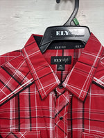 New Men’s ELY 1878 Red Plaid Short Sleeve Pearl Snap XL M-48