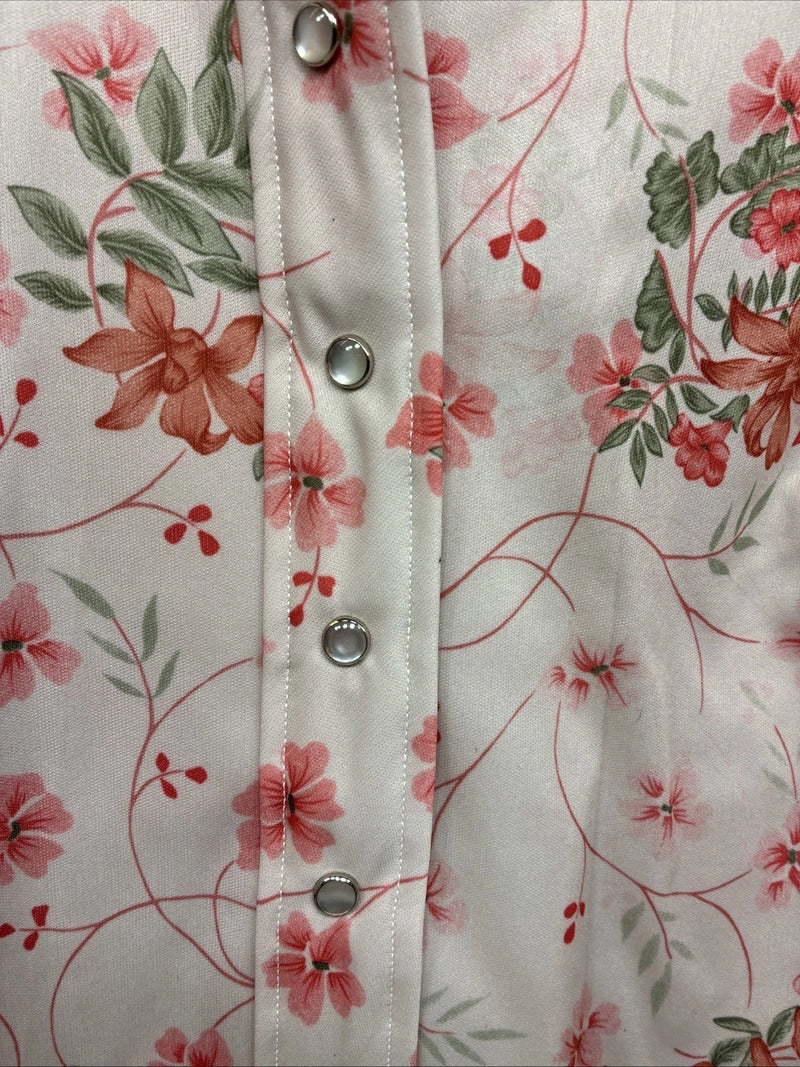 New Women’s Dickson Jenkins Pink Floral Long Sleeve Pearl Snap Size 32 MM-56