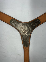 New Leather Royal King Breast Collar With Bronze Metal Plates. S-43