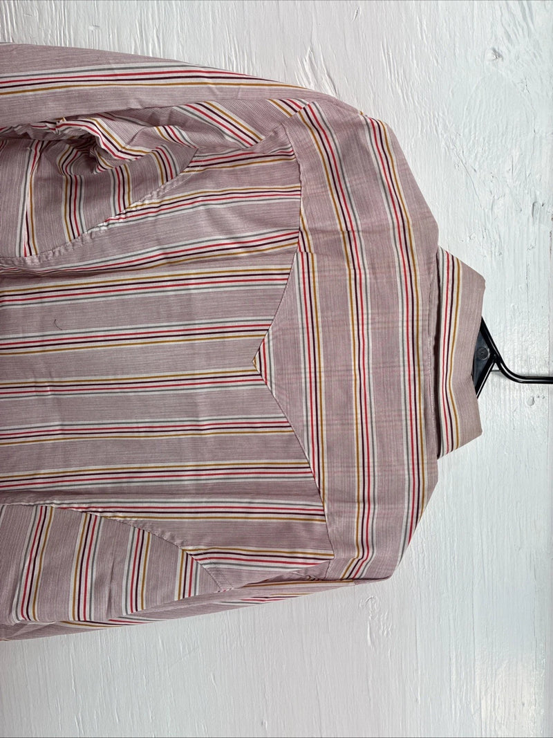 New Men’s Tem Tex Pink Stripe Long Sleeve Pearl Snap 16.5 X 35 Large R-32