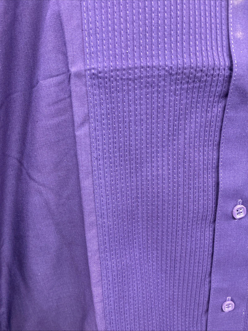 New Wayne Scott Dark Purple Long Sleeve Button Up English Shirt Small X-96