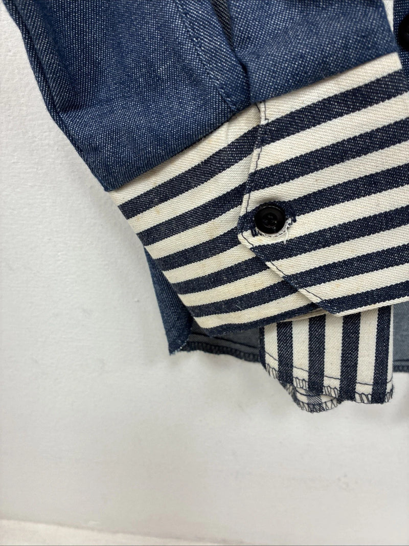 New Women’s Cowboy Threads Jean Stripe Long Sleeve Button Up Size 16 TT-21