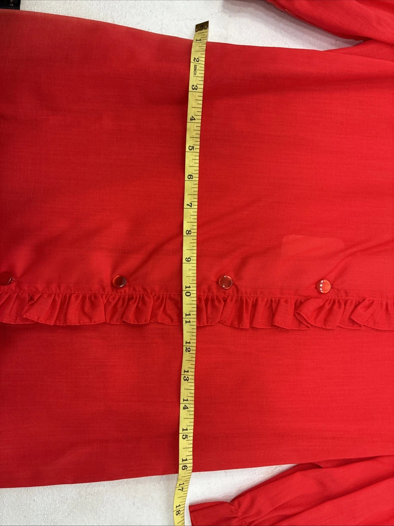 New Women’s H Bar C Red Short Sleeve Button Up Size 28 TT-63
