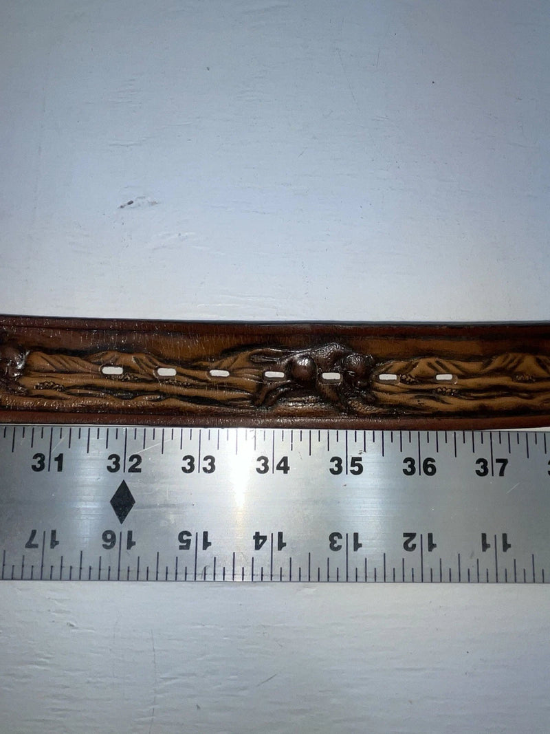 New Brown Genuine Leather Chambers Tooled 34” Belt #6971 JJ-61