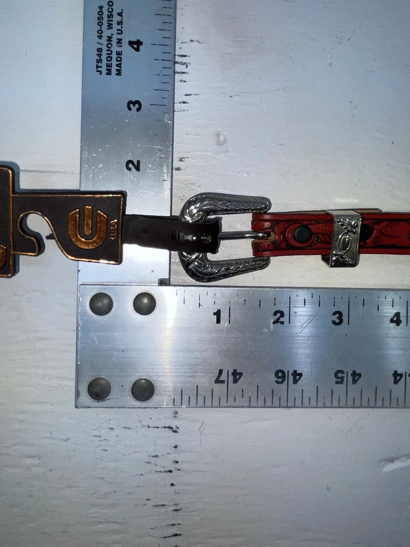 New Red Genuine Leather Chambers Tooled 20” Belt #WY347 NN-52