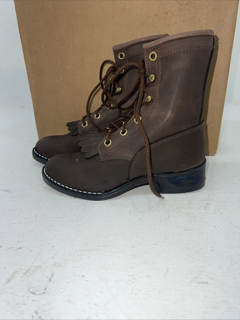 New Children’s Brown Lace Up Bronco Boots. C1361 11 D.24-88