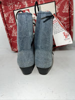 New Children’s Blue Denim Lace Up Cowboy Texas Brand Boots. 9 D. 24-41