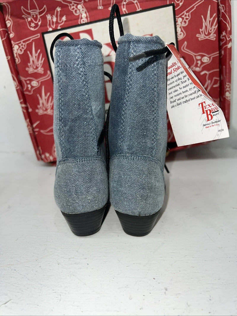 New Children’s Blue Denim Lace Up Cowboy Texas Brand Boots. 9 D. 24-41