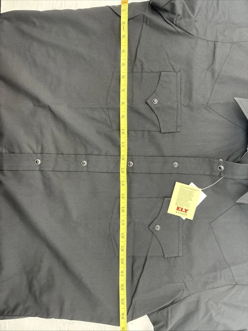New Men’s ELY Cattleman Black Short Sleeve Pearl Snap 17 XL CC-8