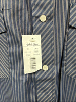 New Men’s White Horse Navy Blue Stripe Long Sleeve Pearl Snap 2XL F-96