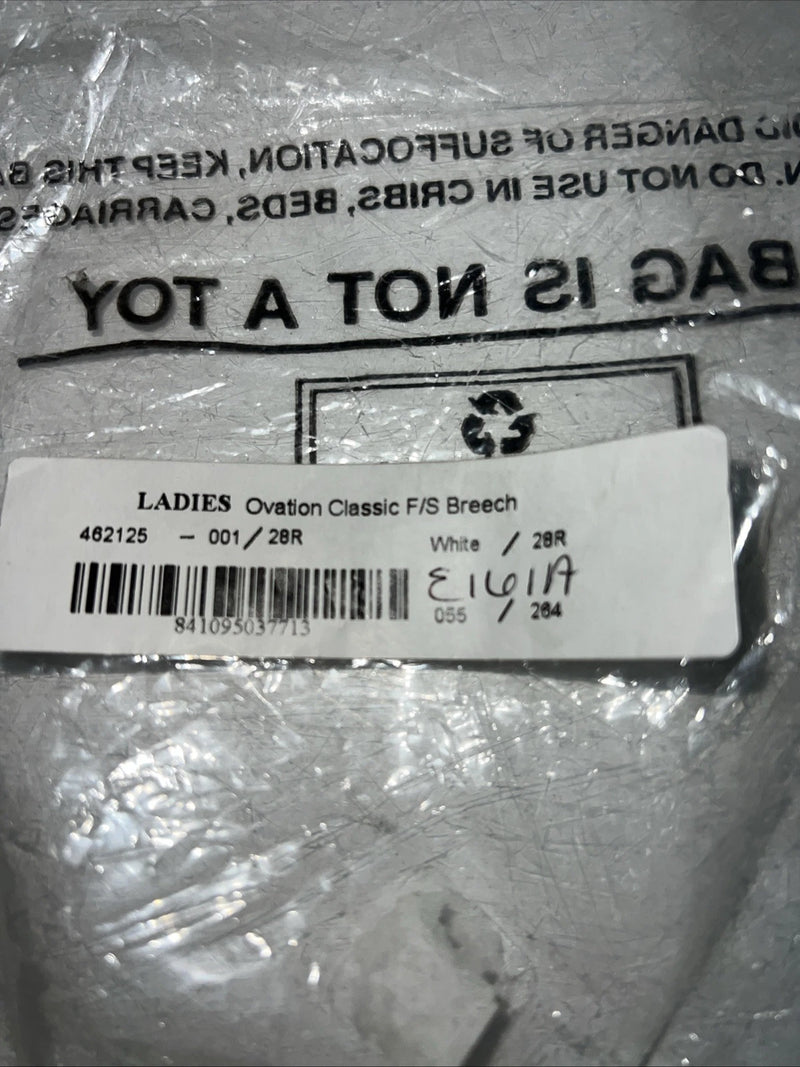 New Women’s White Ovation English Classic F/S Breeches. 28 R C-31