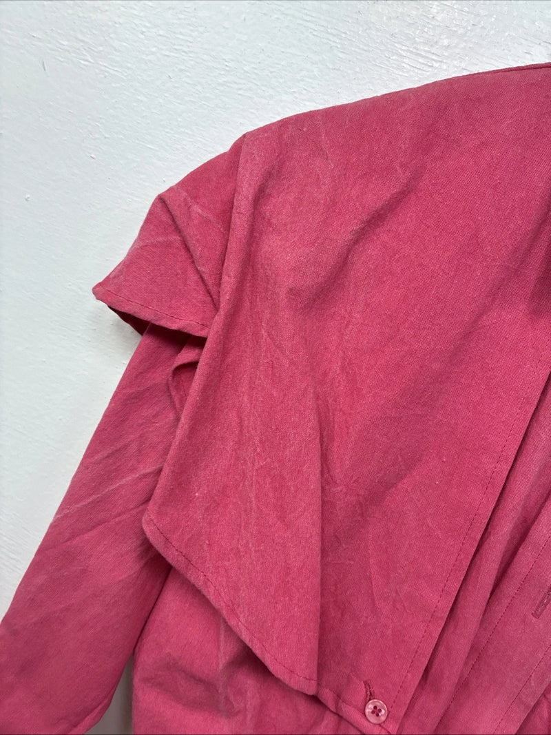 New Women’s Longhorn Pink long Sleeve Button Up Size 6/28  TT-76