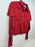 New Women’s Mine & Bills Red Long Sleeve Crop Button Up Large MM-130