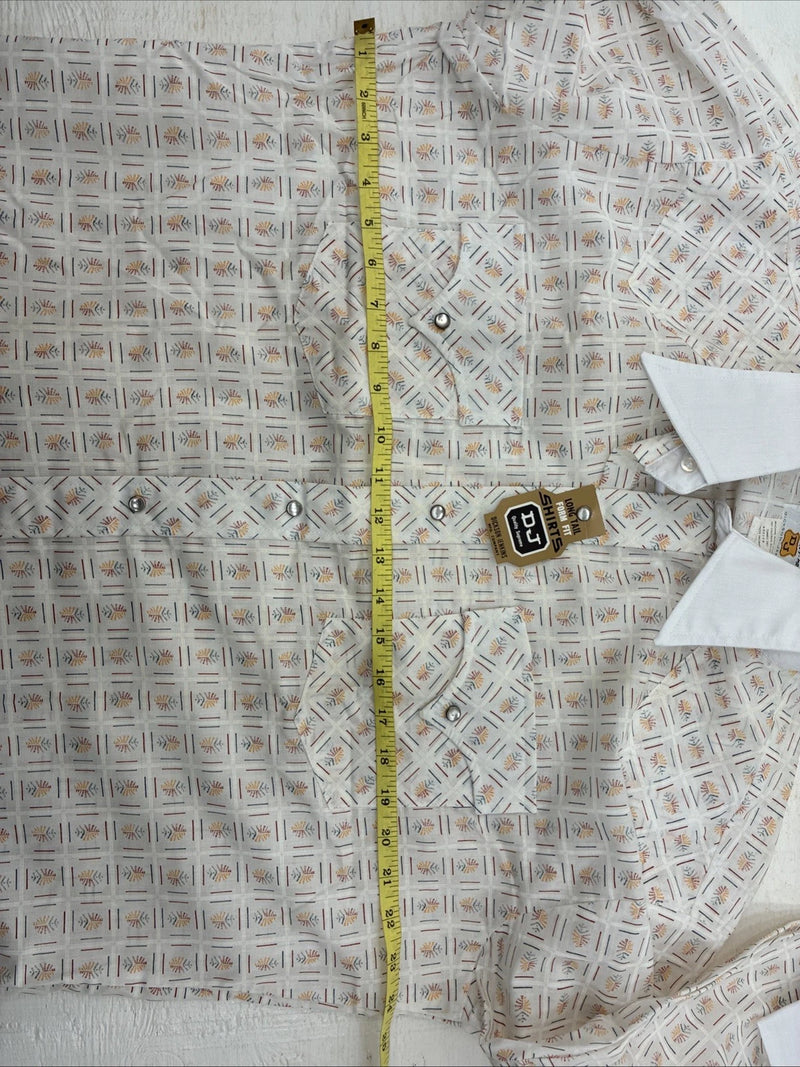 New Men’s Dickson Jenkins White Design Long Sleeve Pearl Snap 17.5 XL CC-57