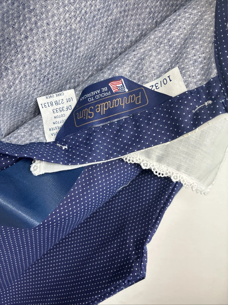 New Women’s Panhandle Slim Blue Polkadot Long Sleeve Button Up Size 32 3B-5