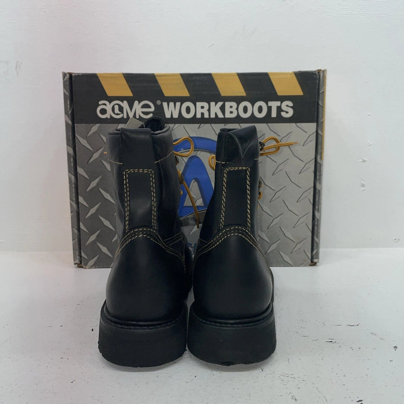 New Women’s Black Lace up Steel Toe Acme Cowboy Boots. 8075 10 M. 15-125
