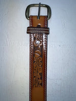 New Brown Genuine Leather Perkies Tooled 22” Belt #601 NN-51