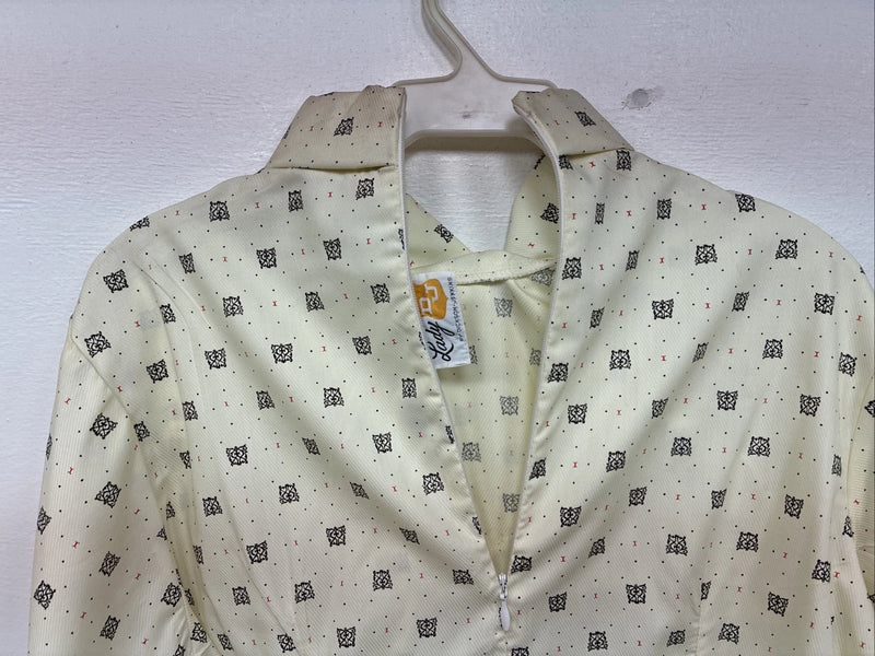 New Women’s Lady DJ Yellow Print Long Sleeve Zip Up Show Shirt Size 34 YY-110