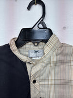 New Kids Cowboy Threads Black Yellow Plaid Long Sleeve Button Up Size 16 DD-83