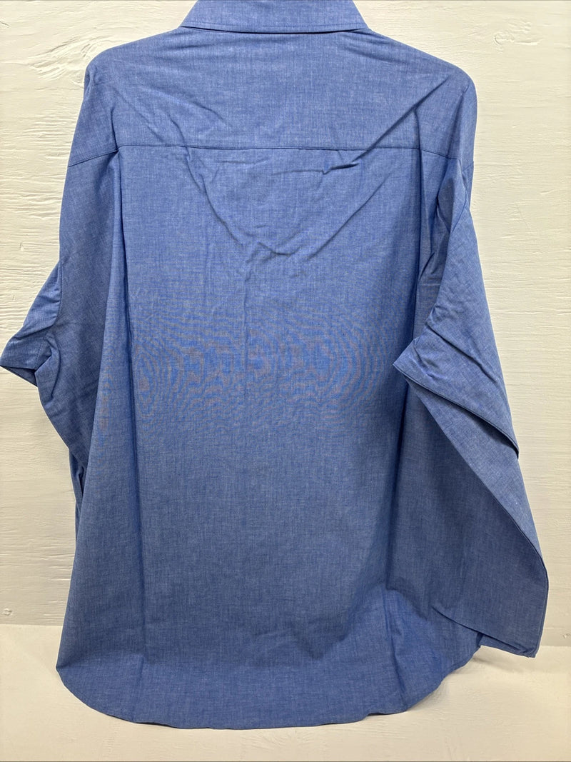 New Men’s ELY Cattleman Blue Long Sleeve Button Up 20.5 X 36 4XL E-66