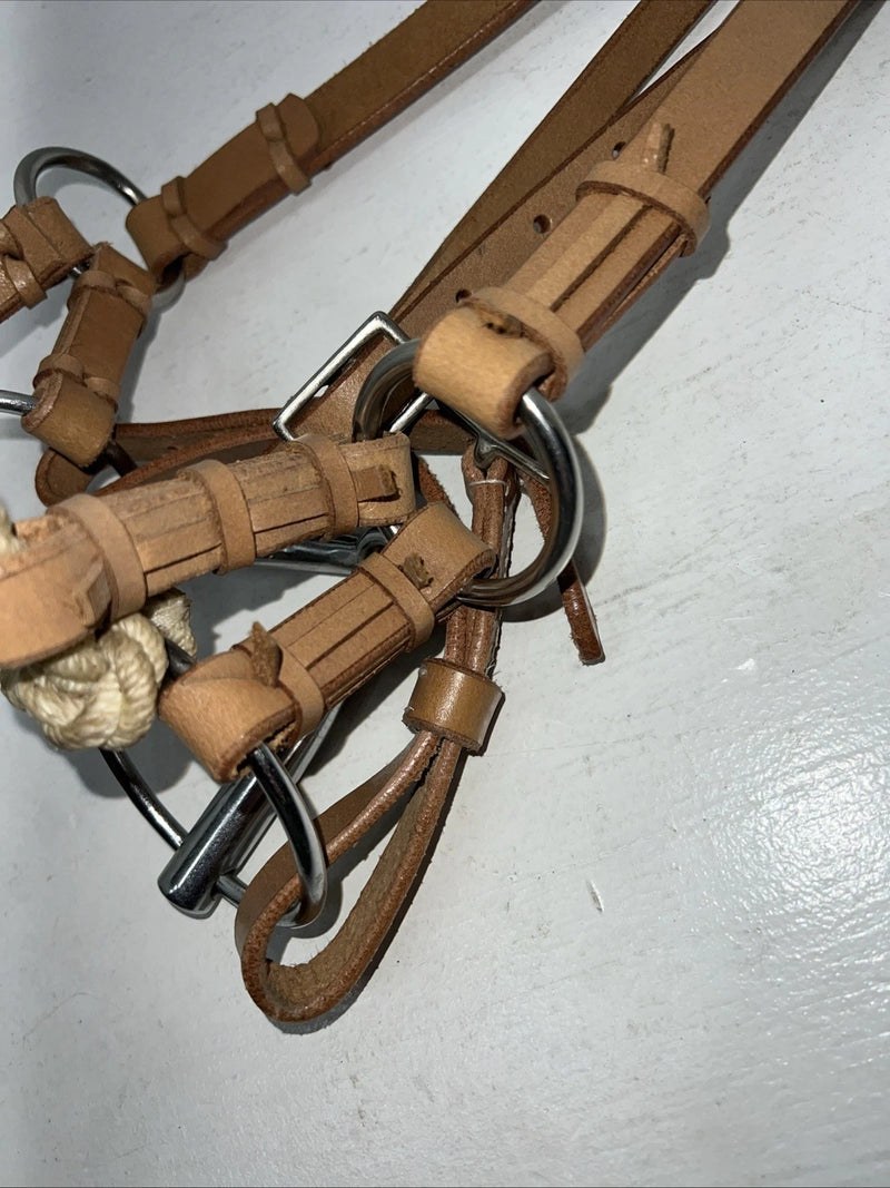 New Star Rider Leather Headstall Rope Nose Band W Bit #6501 U-32