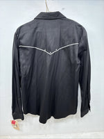 New Women’s 1849 RanchWear Black White Design Long Sleeve Button Up Large 3B-9