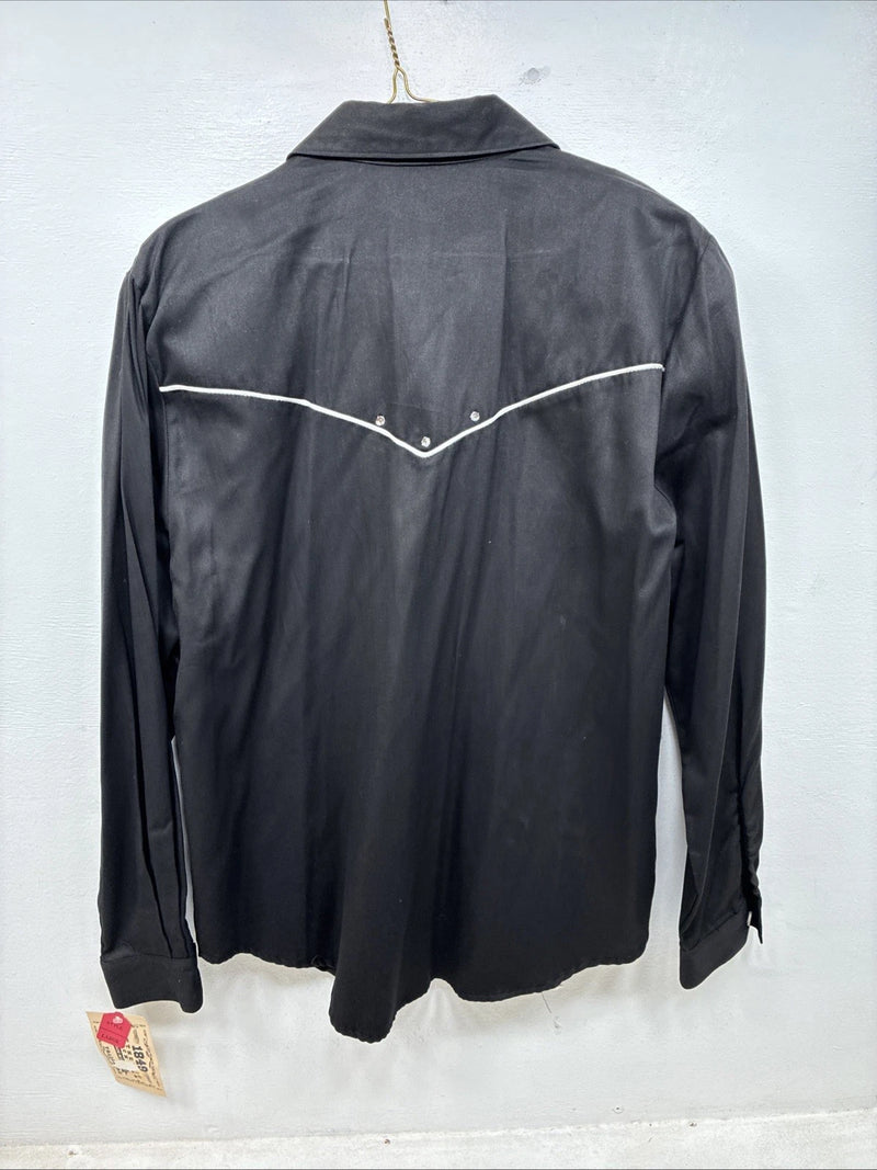 New Women’s 1849 RanchWear Black White Design Long Sleeve Button Up Large 3B-9