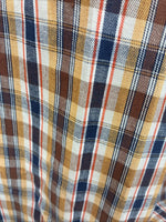 New Men’s Champion Western Yellow Brown Plaid Long Sleeve Pearl Snap Medium O-31