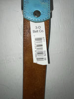 New Blue Genuine Leather 3D Blue Bling 38” Belt #667 JJ-90