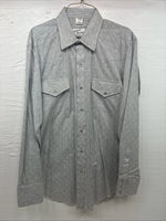 New Men’s Champion Western Gray Long Sleeve Pearl Snap Shirt 15.5 Medium V-60